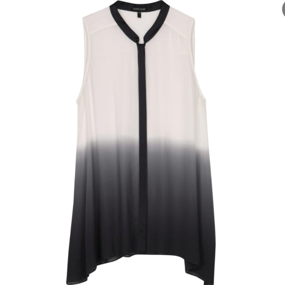 EILEEN FISHER Women's Sheer Silk Georgette Sleeveless Blouse Size XS